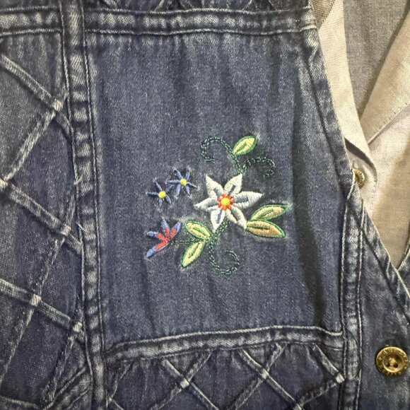 NWT Vintage Alfred Dunner Quilted Denim Vest Floral Embroidered Plus 1X Chambray - Picture 5 of 9
